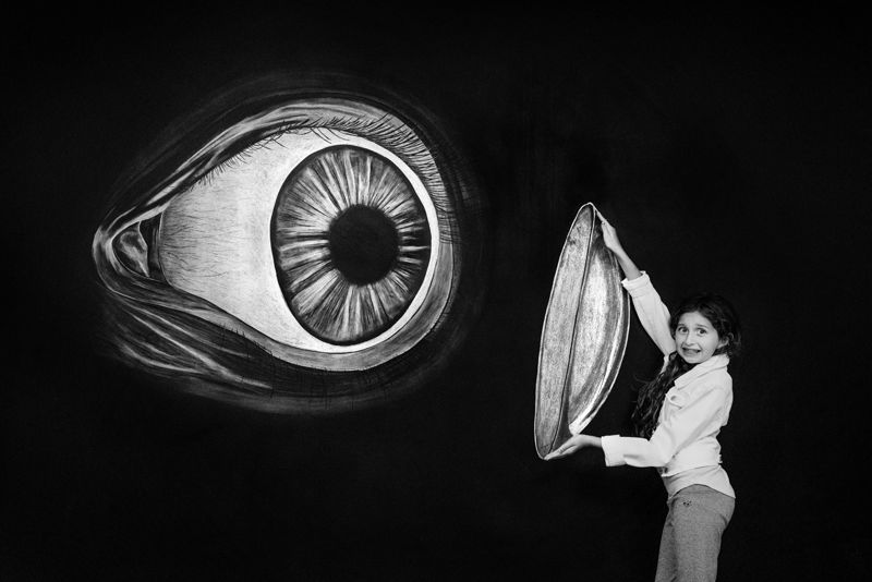 Chalkboard Portraits Eye Contact